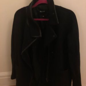 Madewell city grid black wool coat